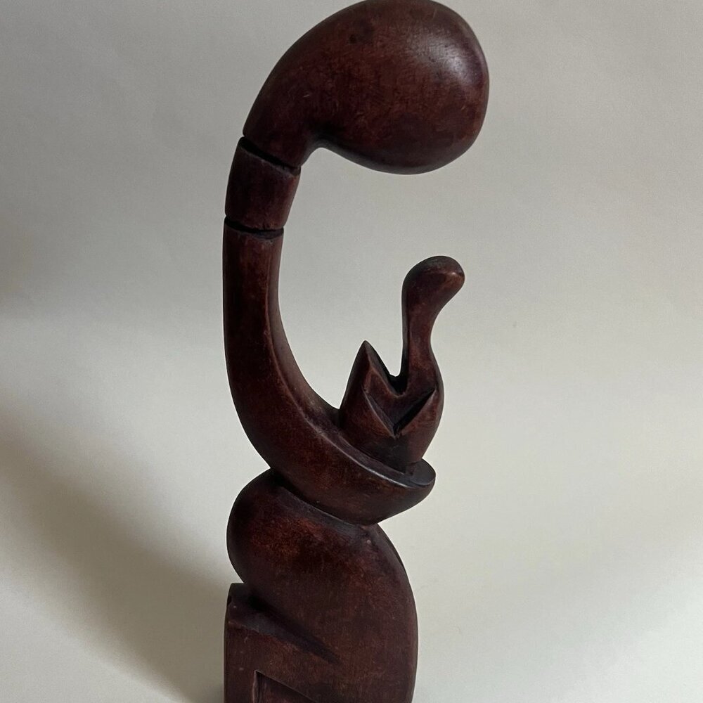VTG African Heritage Collection Art Wooden Carved 11.5" Mother & Child Sculpture